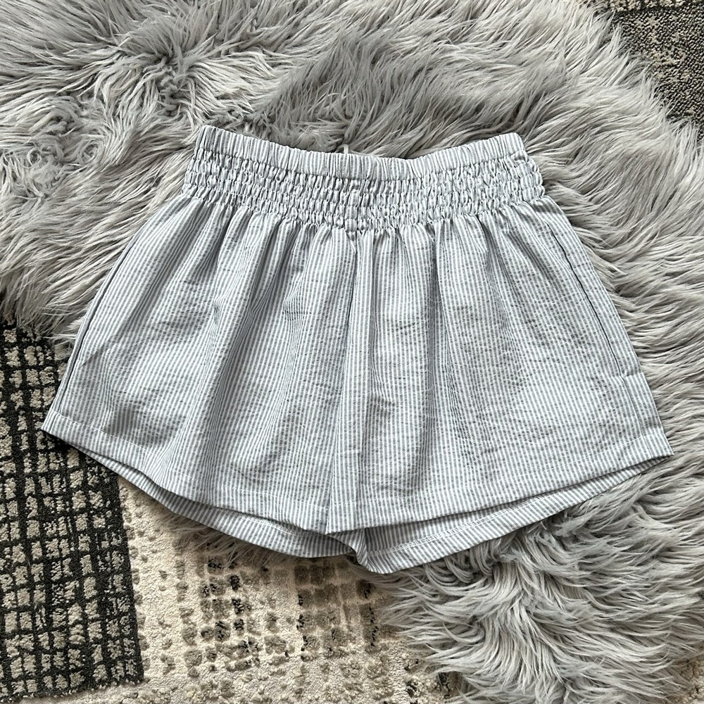 Siaomimi Girls Ruched Blue‎ Stone Striped Shorts Size 12Y NWT ($62)